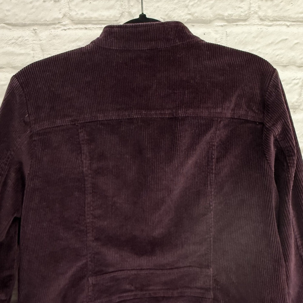 Christopher & Banks Corduroy Blazer Sz M Stretch Button Down Burgundy Jacket - Picture 10 of 16